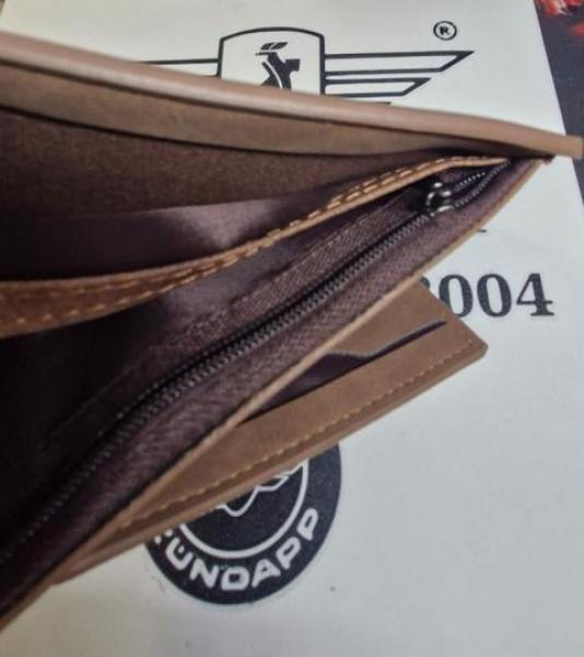 Zündapp Herren Geldbeutel mit Flügelwappen – hochwertige Geldbörse mit 9 Kartenfächern für Zündapp Fans - BRAUN